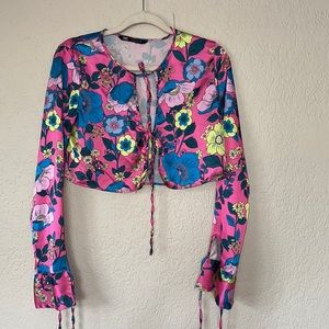 ZARA MULTICOLOR SATIN TOP SIZE M